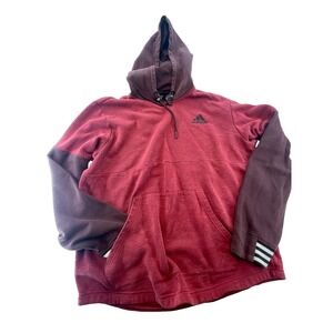 Adidas womenPullover Hoodie Size L Burgundy Brown Colorblock‎ Activewear